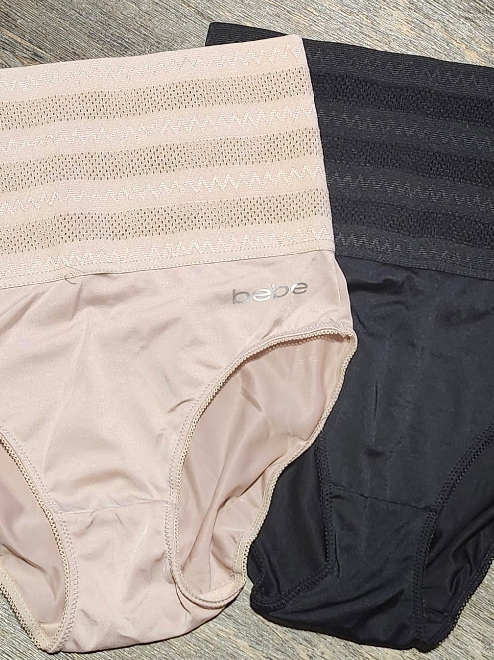 bebe High-Waist Shaping Briefs in Nude & Black (2-Pack) NWOT